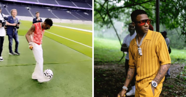 Watch: Wizkid displays incredible Ronaldo-like football skills at Tottenham Hotspur Stadium