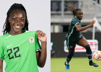 Super Falcons’ Alozie reacts after seeing Red in Houston’s NWSL loss to San Diego