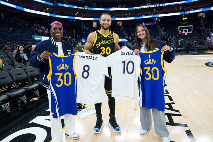 Agba Baller meets Curry- Oshoala and NBA star Steph Curry create iconic moment at Warriors game