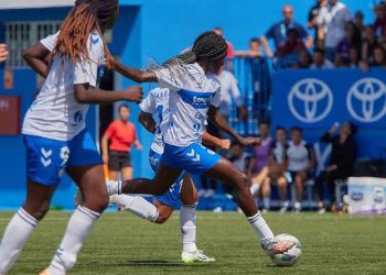 WATCH: Super Falcons and Tenerife star Gift Monday bags brilliant brace to sink Rasheedat Ajibade’s Atletico Madrid