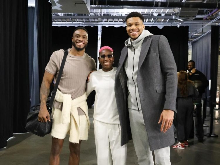 Photos: Asisat Oshoala links up with Milwaukee Bucks stars Giannis and Thanasis Antetokoumpo