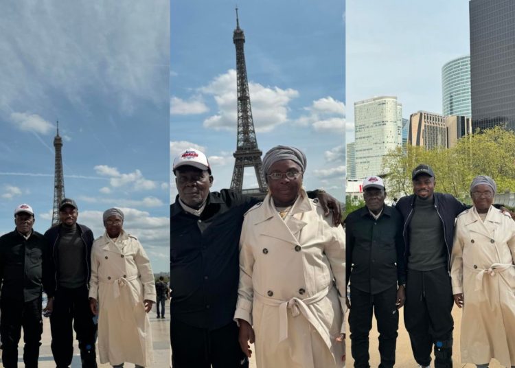 Photos: Super Eagles star Moses Simon treats parents to Parisian vacation