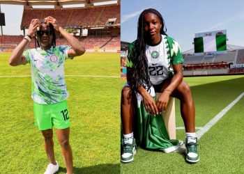 Watch: Super Falcons’ Chiamaka Nnadozie leads ecstatic fans in rendition of the national anthem following Olympics qualification