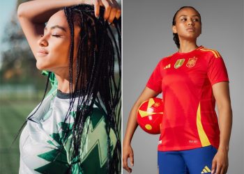 Photos: Super Falcons’ Onyinyechi Salome Zogg models Spain Olympic kit in controversial Adidas campaign