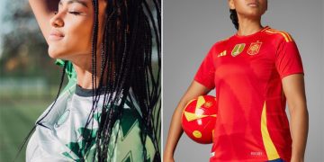 Photos: Super Falcons’ Onyinyechi Salome Zogg models Spain Olympic kit in controversial Adidas campaign