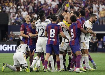 Watch: Rema, Davido, Olamide spotted as Barca defeat Real Madrid in pre-El Clasico clash