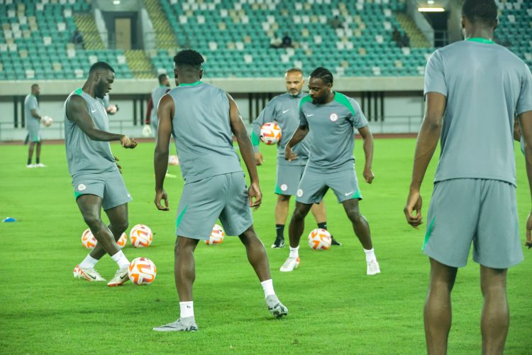 Super Eagles players in training 