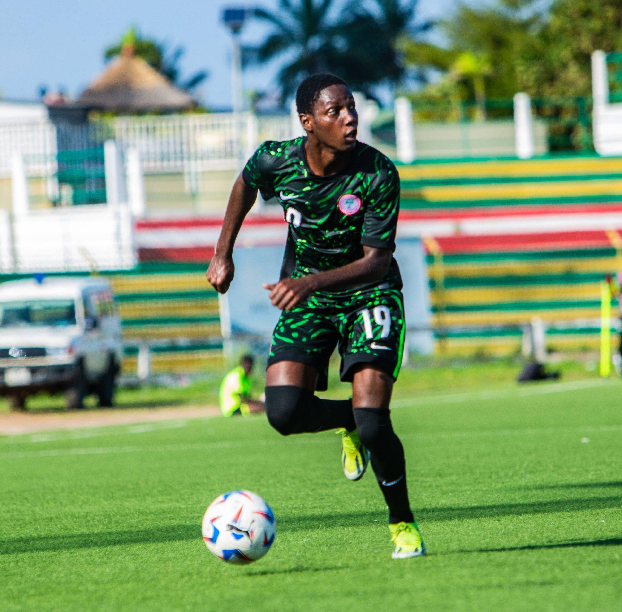 Kparobo Ariehri Nigeria in action during the game between Cote D Ivoire vs Nigeria at the WAFU-B U20 Qualifiers
