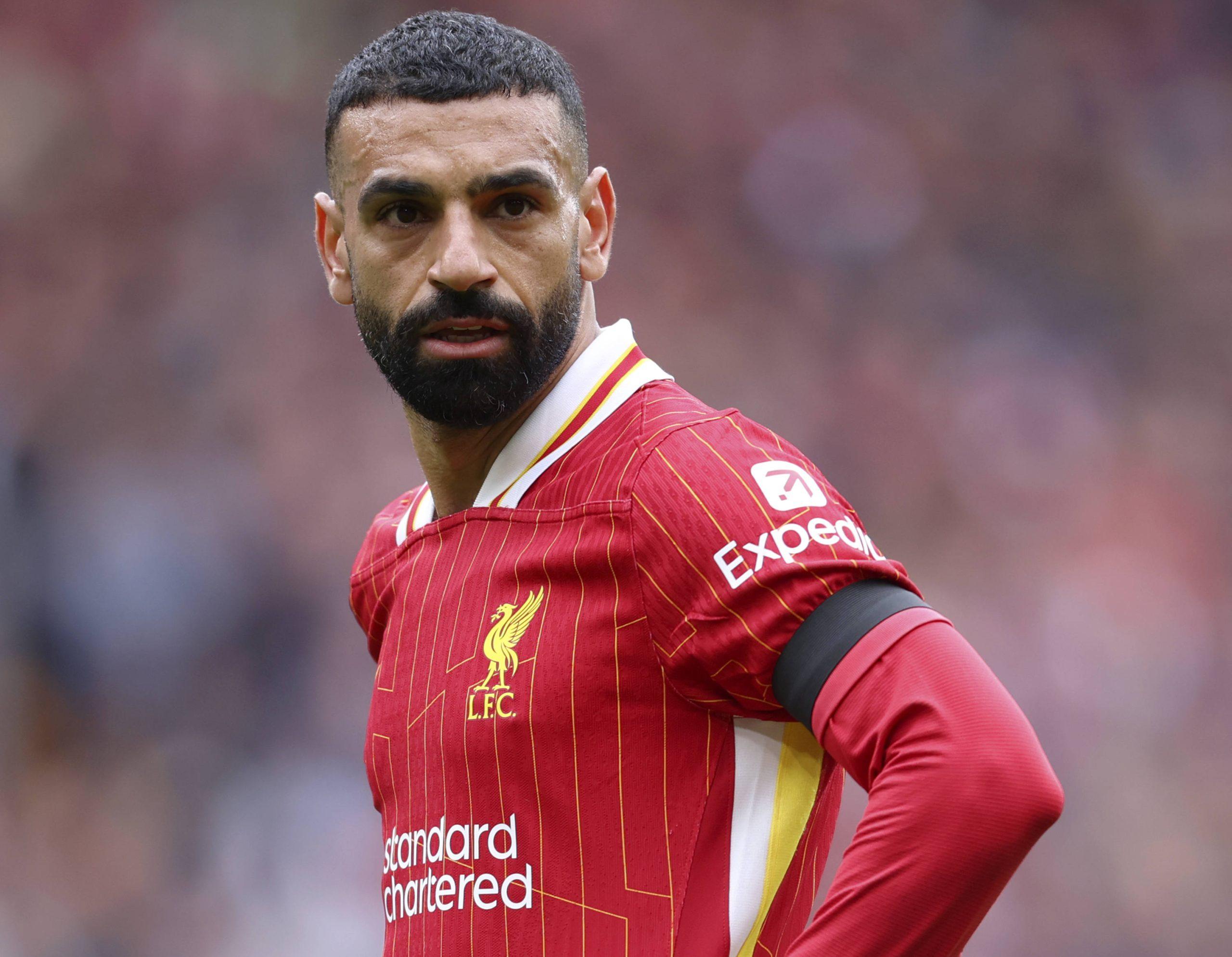 Mohamed Salah in action during the Premier League match between Liverpool FC and West Ham United