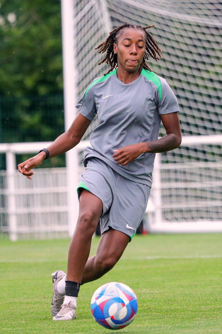Nigeria Super Falcons and PSG star Jennifer Echegini in training