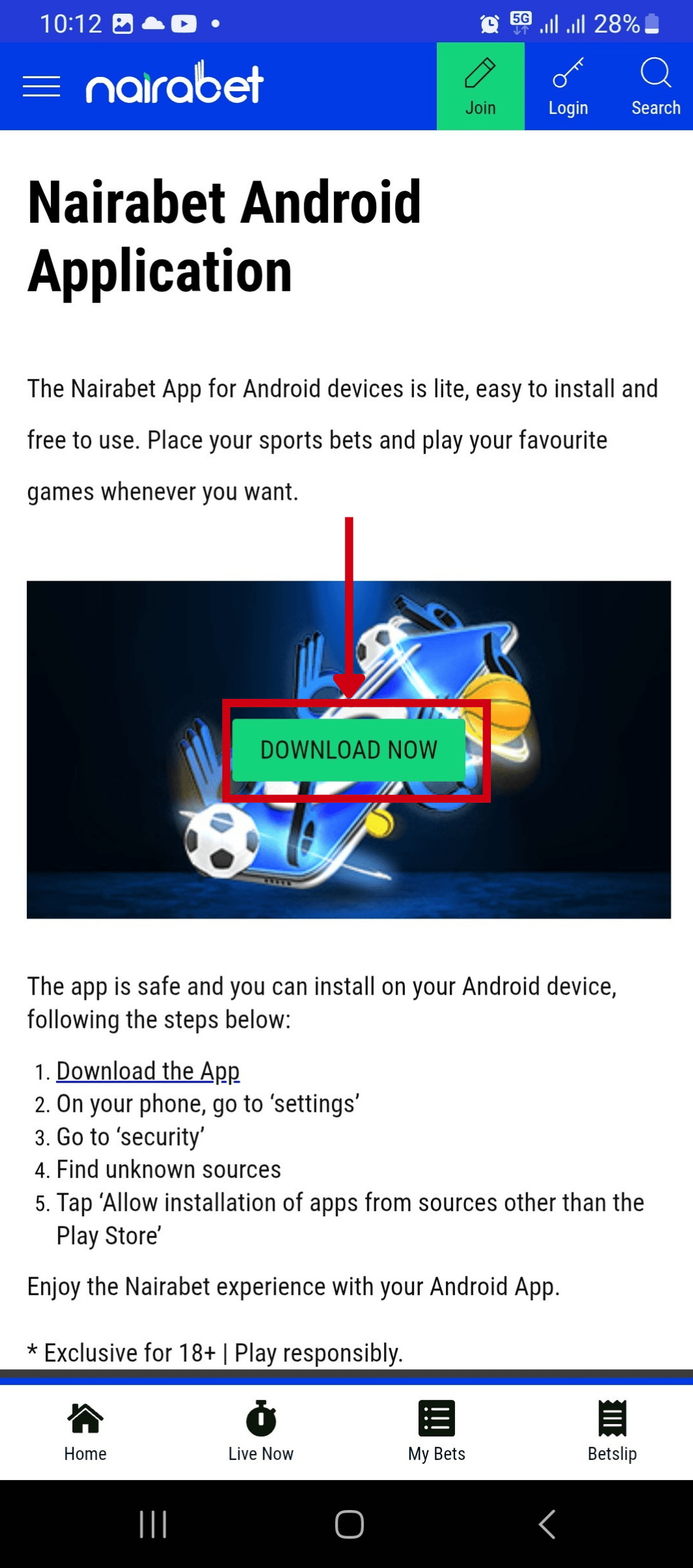 Download Nairabet App for Android & iOS 2026
