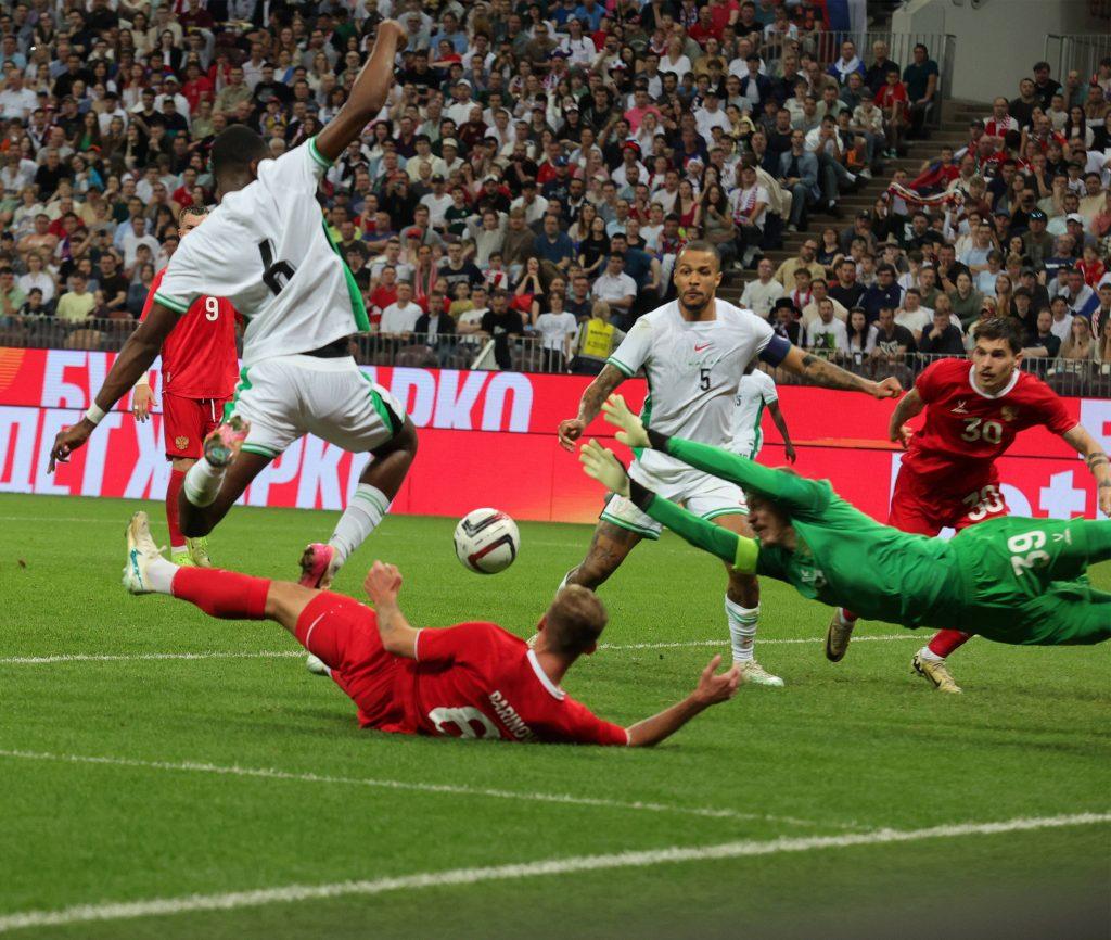 Semi Ajayi in action for the Super Eagles of Nigeria against Russia