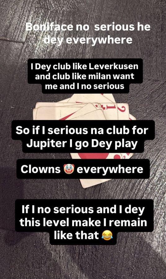 Victor Boniface's response to critics on social media