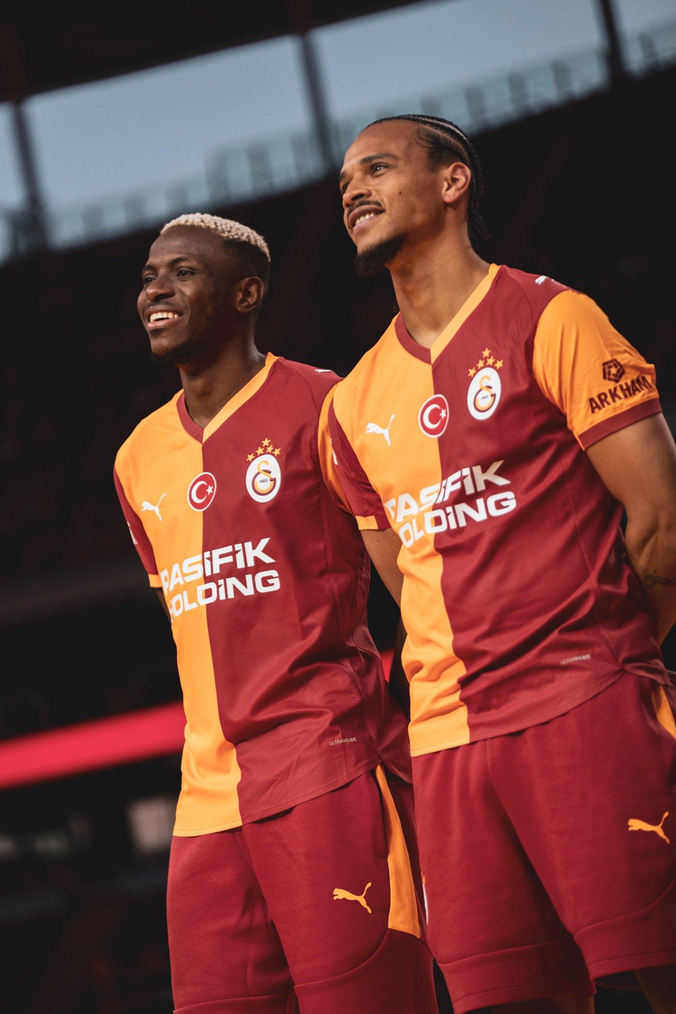 Victor Osimhen and Leroy Sane at the Galatasaray unveiling
