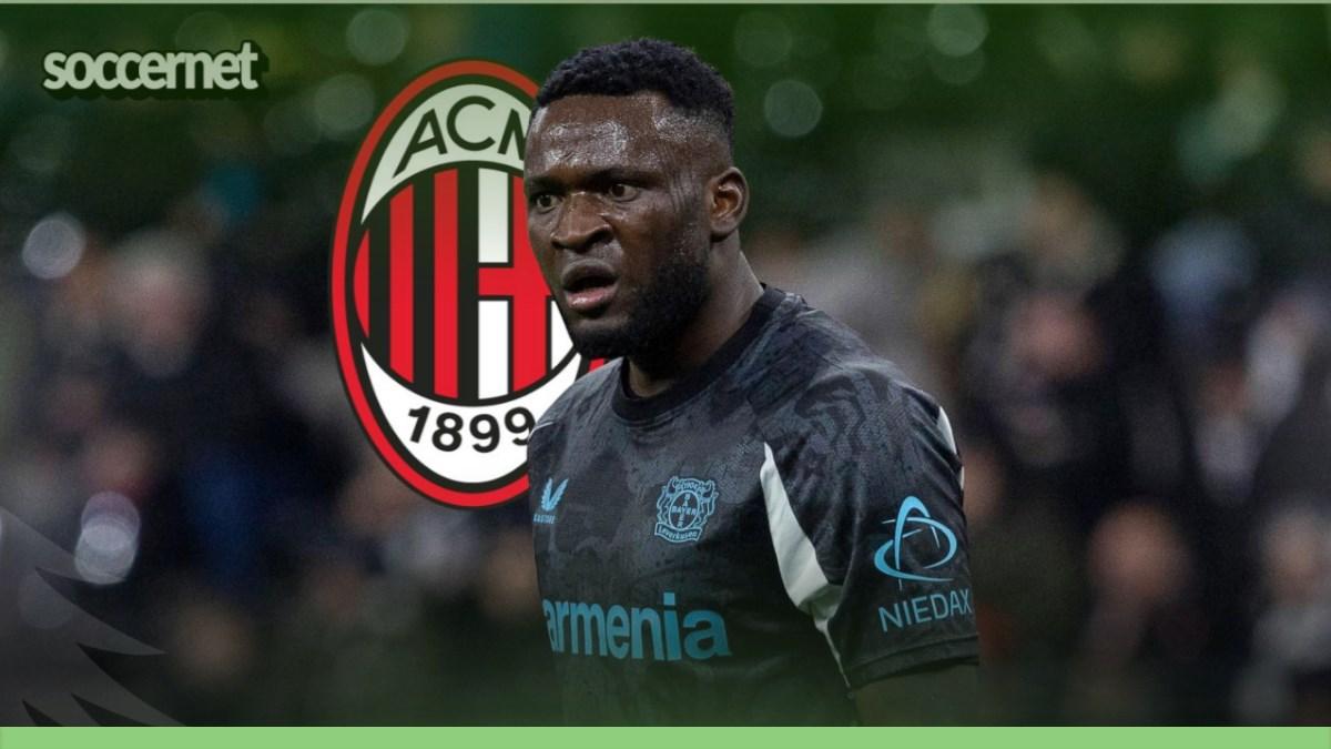 Victor Boniface with AC Milan logo