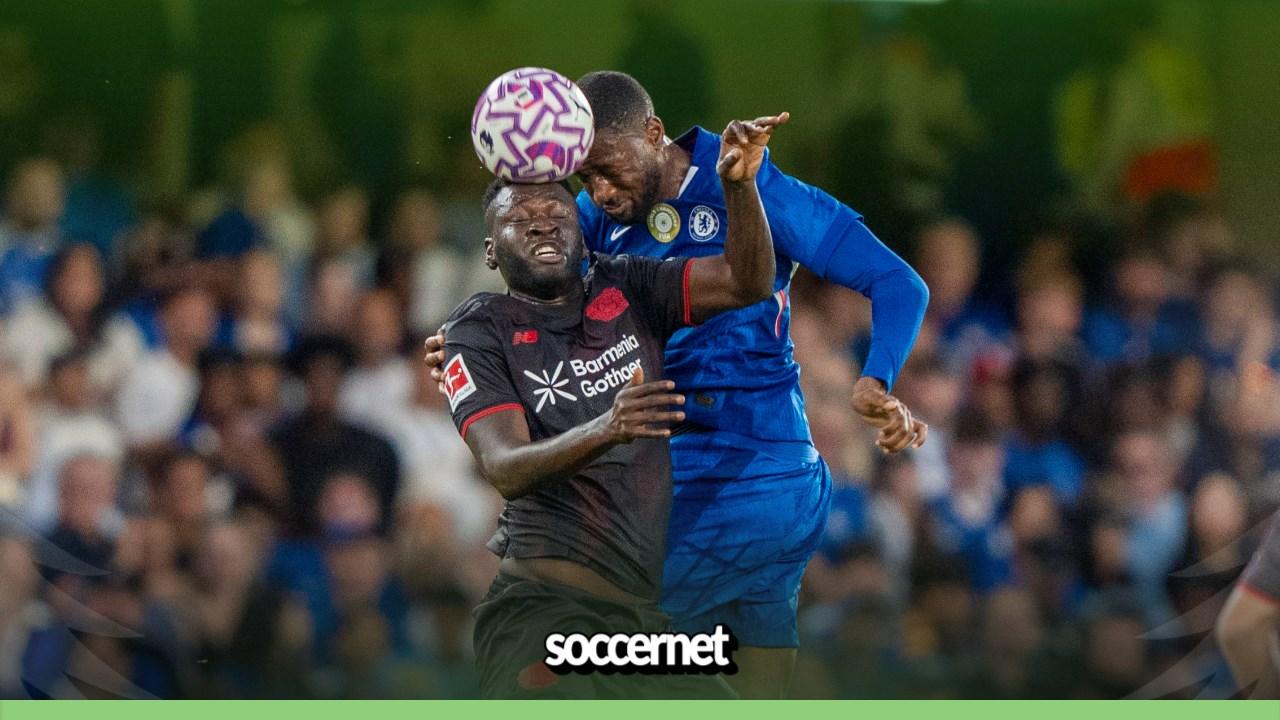 Victor Boniface and Tosin Adarabioyo during Chelsea vs Bayer Leverkusen match