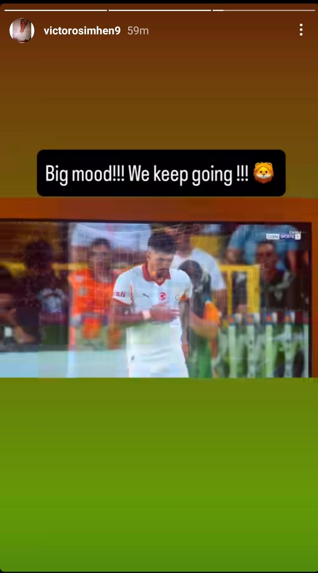 Victor Osimhen celebrating Galatasaray's goal 