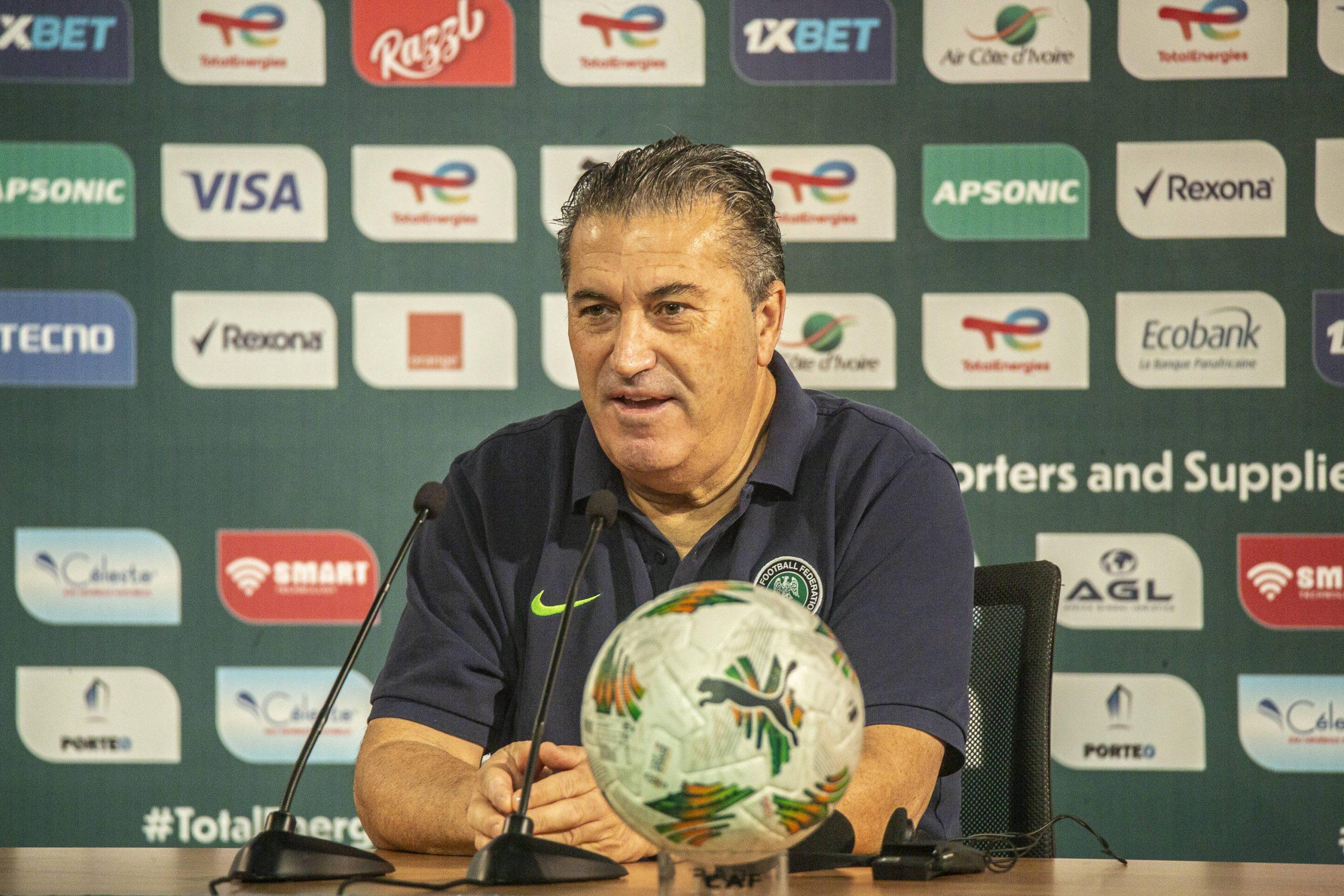 Super Eagles of Nigeria coach Jose Peseiro at the pre-match press conference of the final game between Cote D Ivoire vs Nigeria in Cote D Ivoire