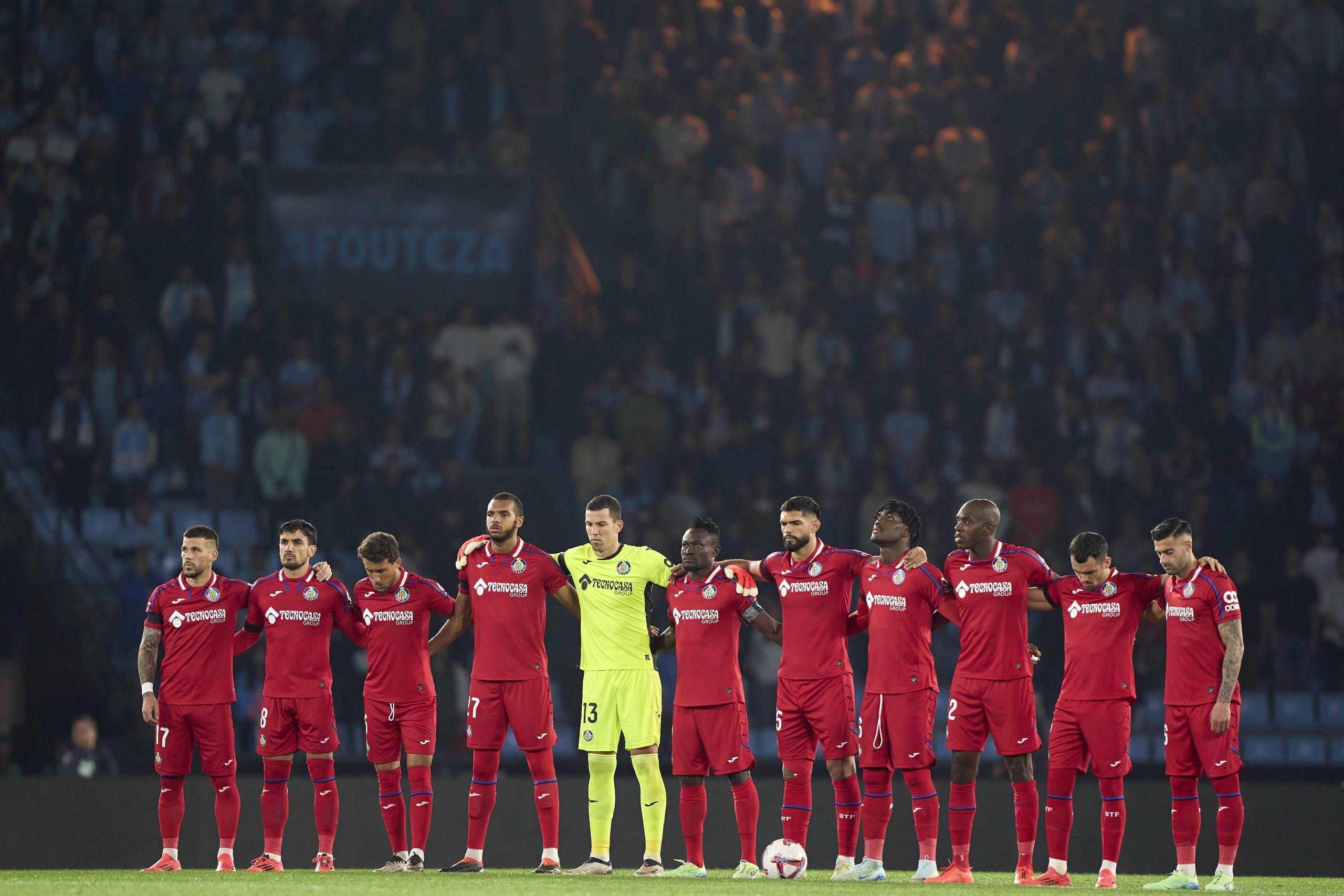 Getafe players before a LaLiga game