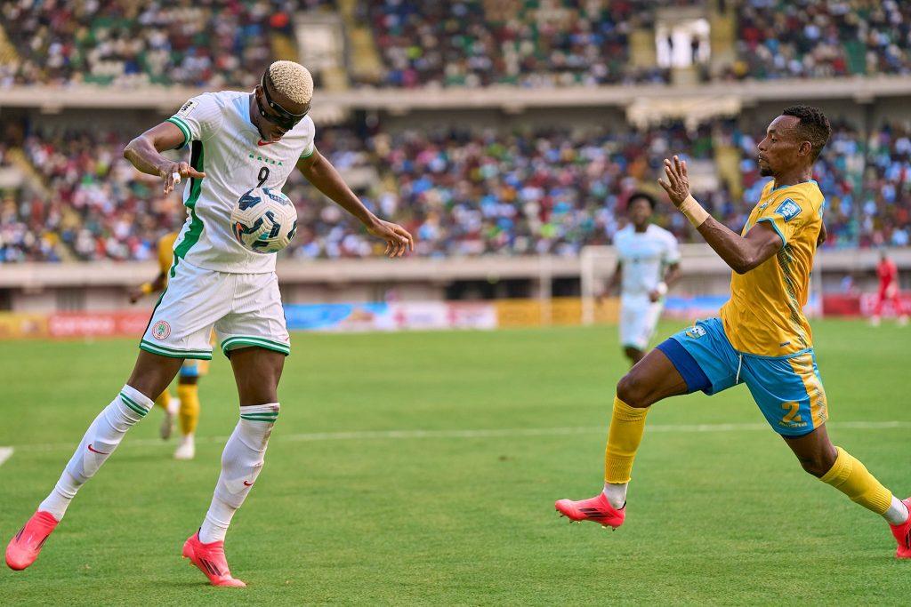 Victor Osimhen in action for the Super Eagles of Nigeria against Rwanda
