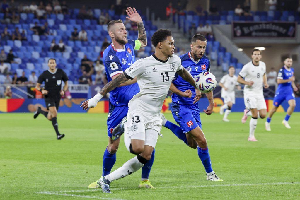 Milan Skriniar, Pharrel Nnamdi Collins and David Hancko during the FIFA World Cup Qualifier. Slovakia vs Germany. futbalovy Stadion am 04. September 2025 in Bratislav