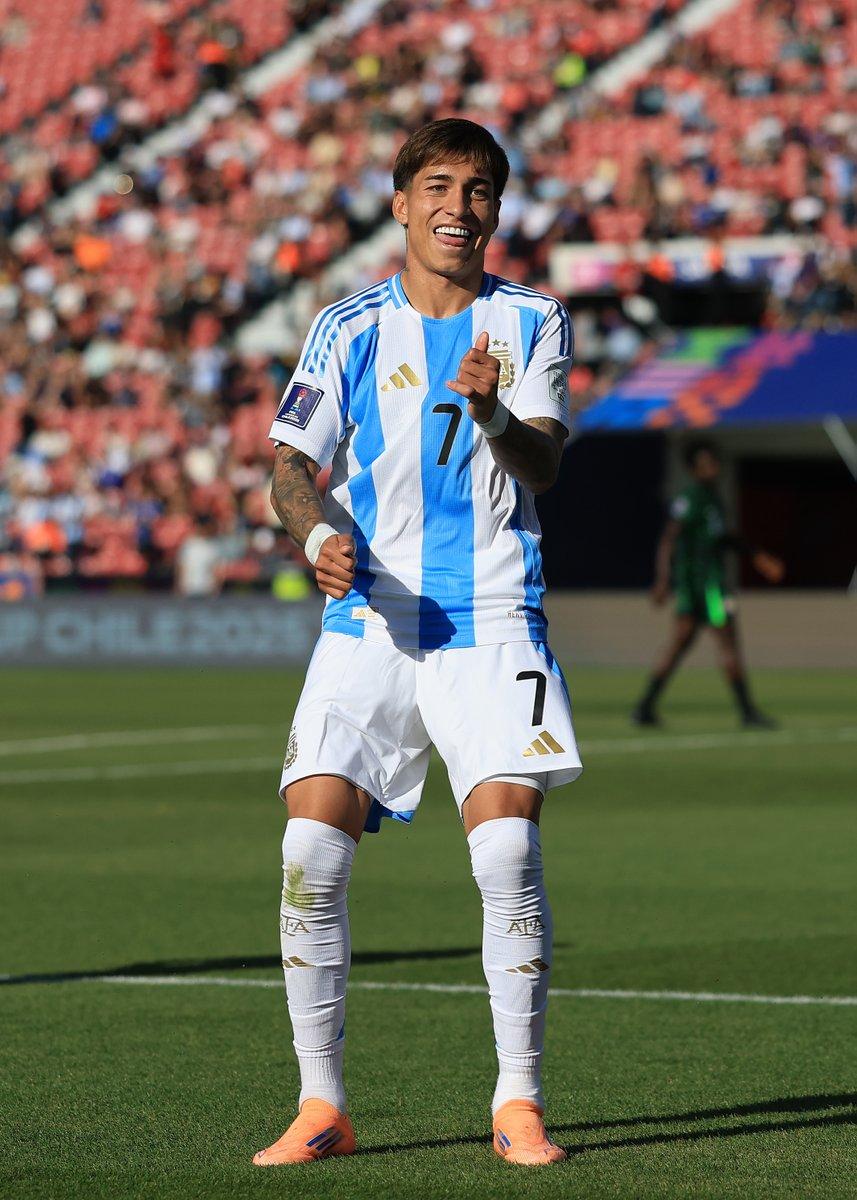 Maher Carrizo celebrates a goal for Argentina