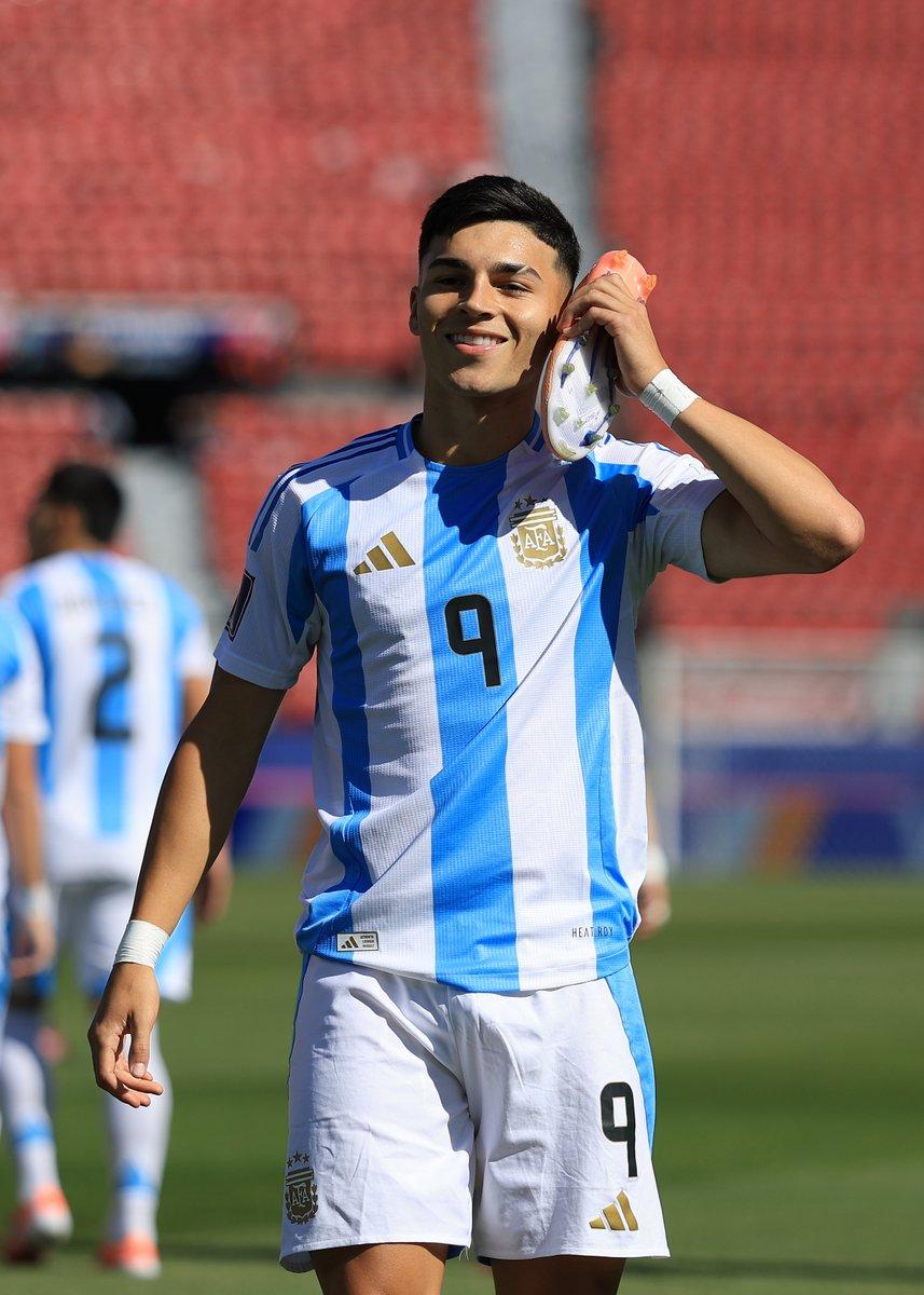 Alejo Sarco celebrates after scoring for Argentina against Flying Eagles