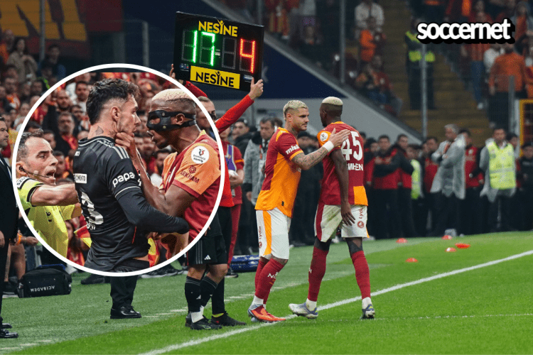 Watch: Osimhen neck-grabs Besiktas’ defender in heated Istanbul derby