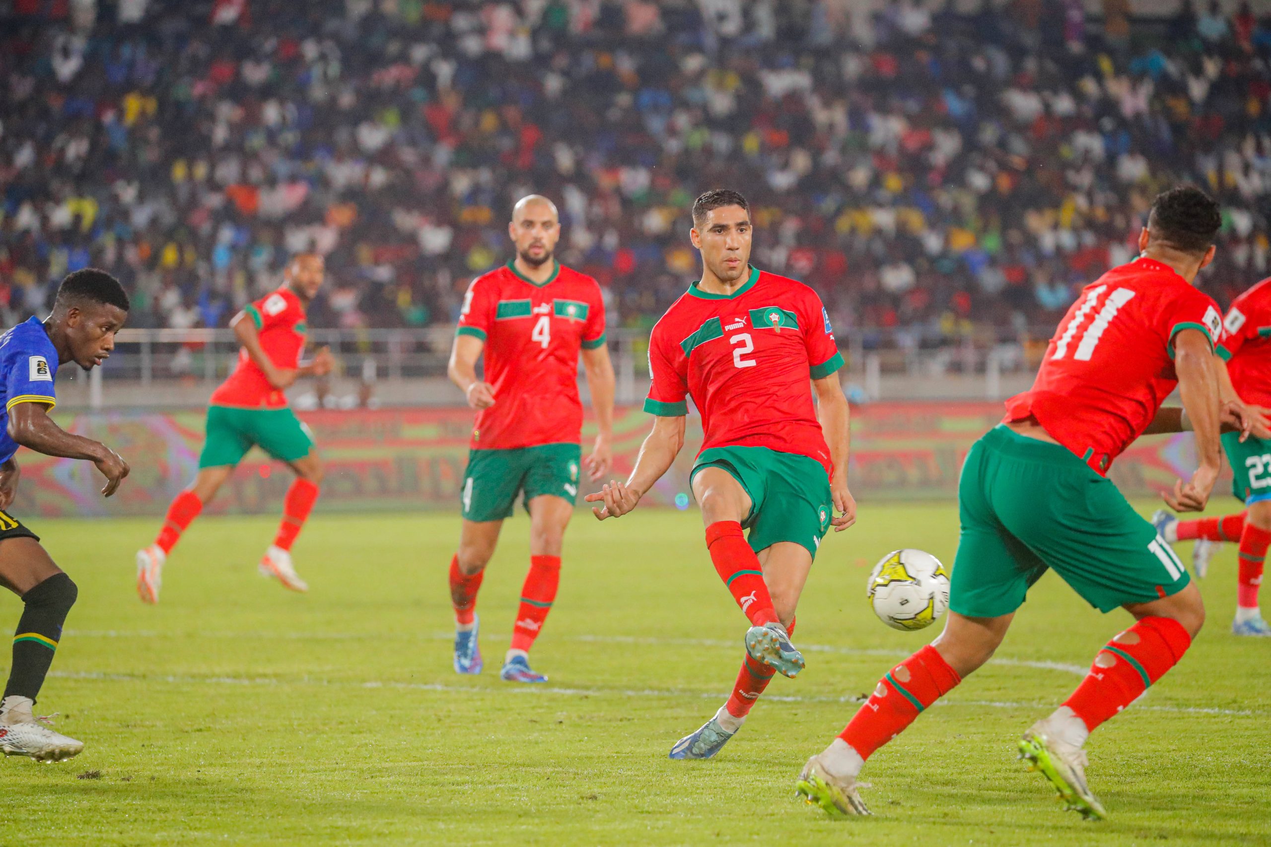 Achraf Hakimi of Morocco during the 2026 FIFA World Cup, match between Tanzania and Morocco at Benjamin Mpaka National Stadium