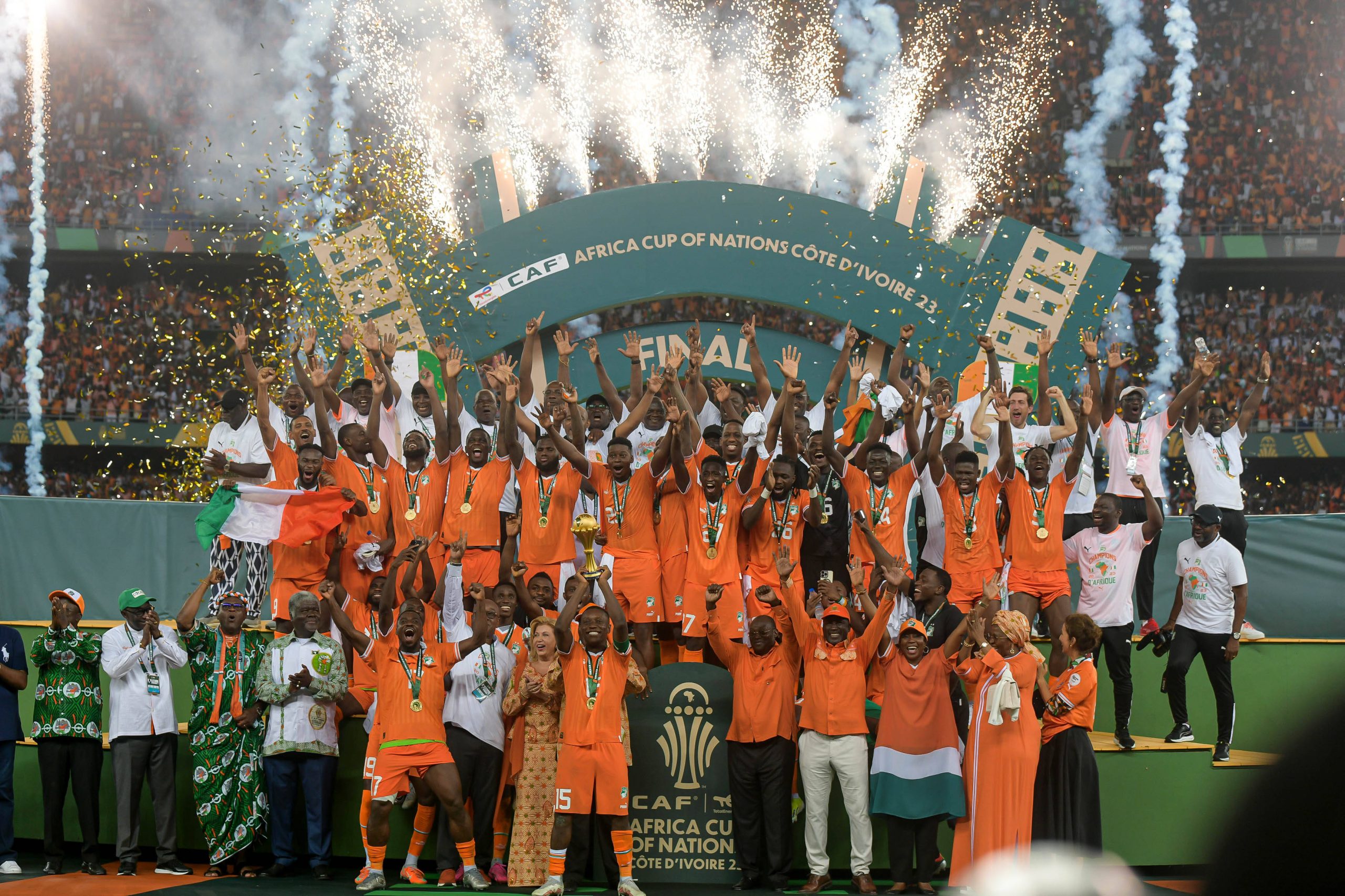 Cote D Ivoire during the TotalEnergies Caf Africa Cup of Nations Afcon 2023 Final match between Nigeria and Cote D Ivoire at Stade Olympique Alassane