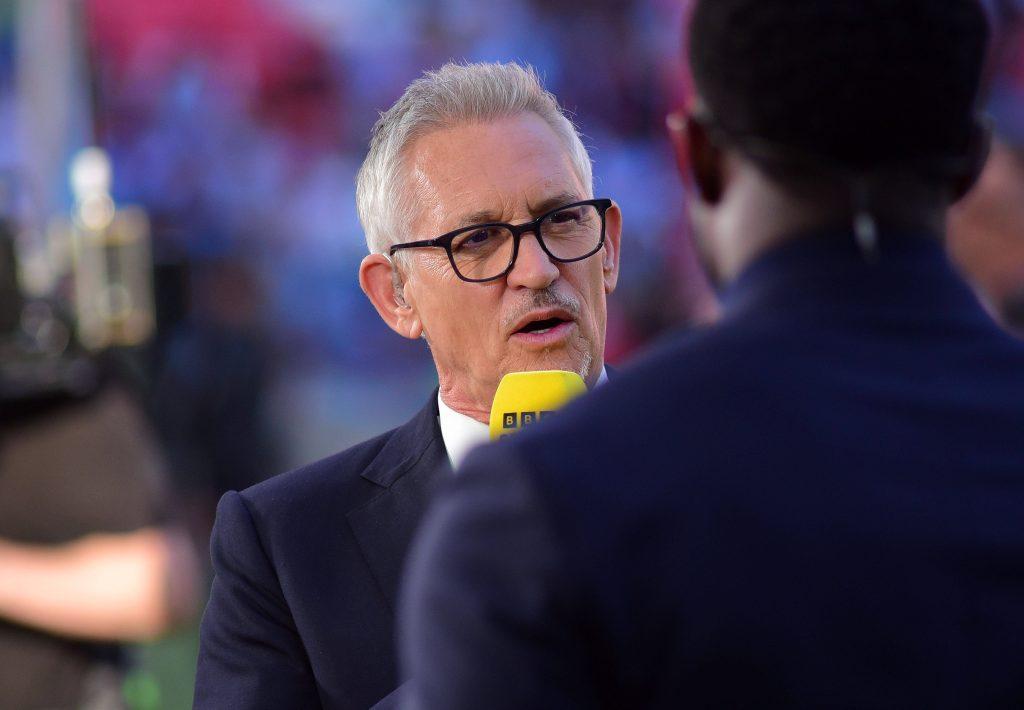 Gary Lineker of the BBC during the FA Cup Final match between Crystal Palace and Manchester City on 17th May 2025 at Wembley
