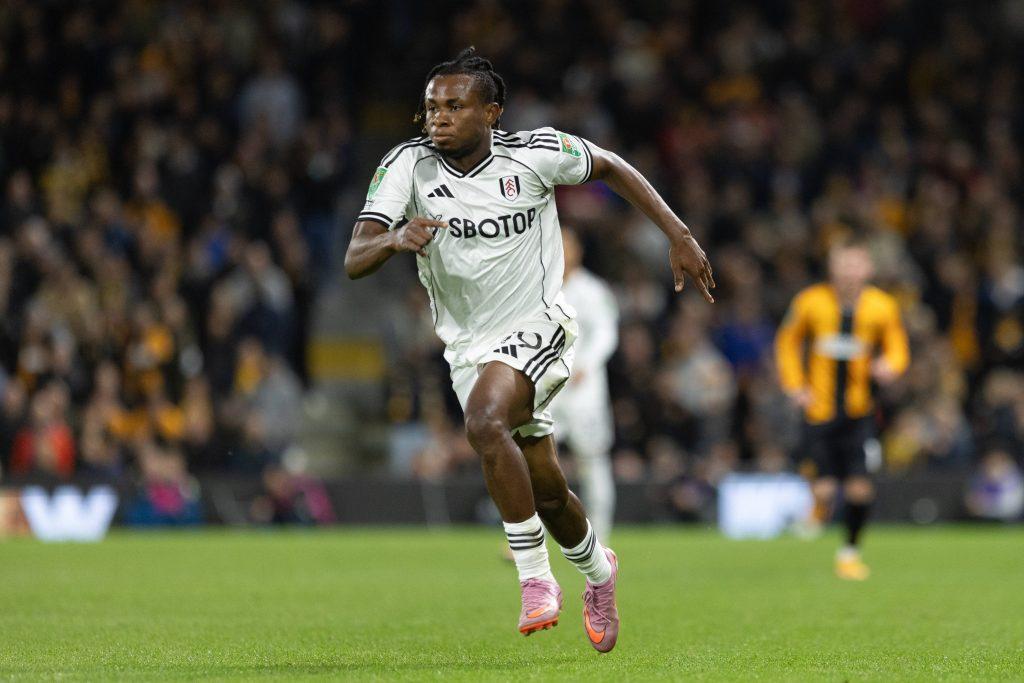 Samuel Chukwueze gets his first minutes for the club during the EFL Cup match between Fulham and Cambridge United at Craven Cottage on September 23, 2025 in London, England