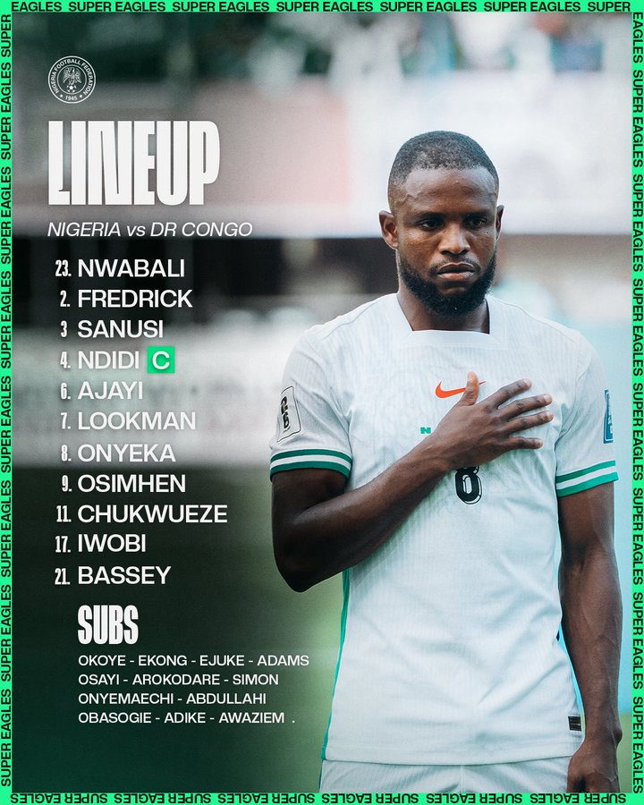 Super Eagles XI against DR Congo