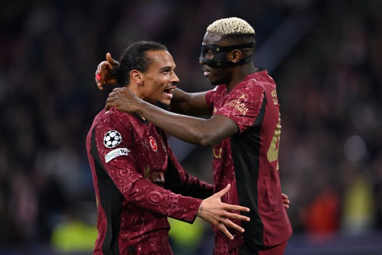 Leroy Sane and Victor Osimhen celebrate a Galatasaray goal