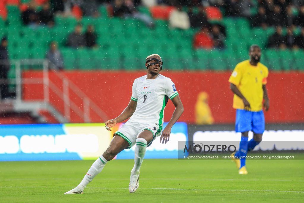 Victor Osimhen in action for the Super Eagles of Nigeria against Gabon