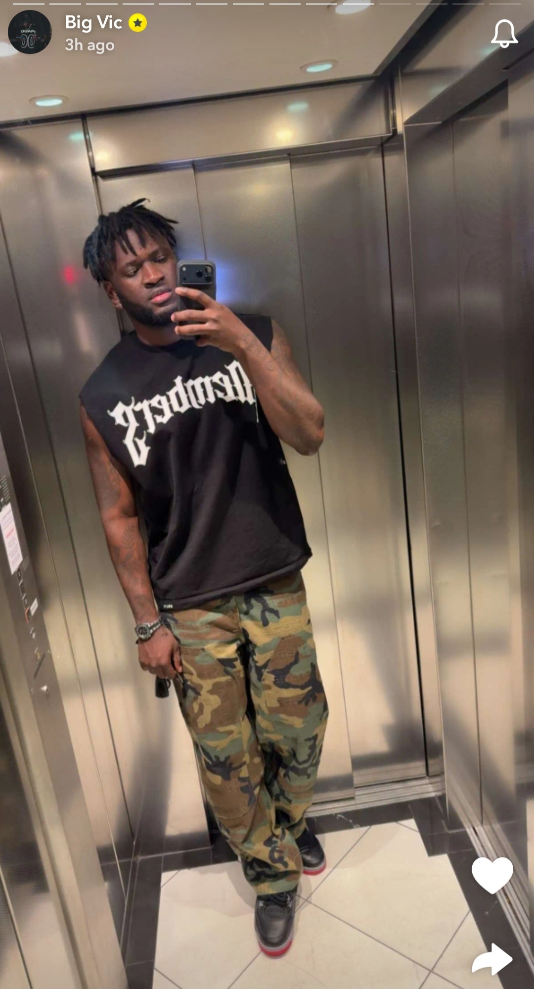 Victor Boniface post of Snapchat