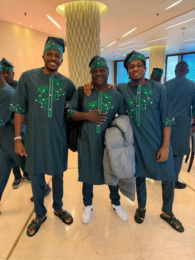 Samuel Chukwueze and Victor Osimhen in Nigeria's 2025 AFCON attire