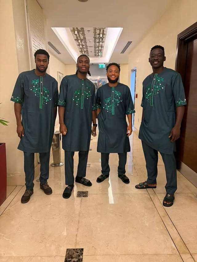 Ryan Alebiosu, Chidera Ejuke, Igoh Ogbu, Akor Adams in Nigerian attire