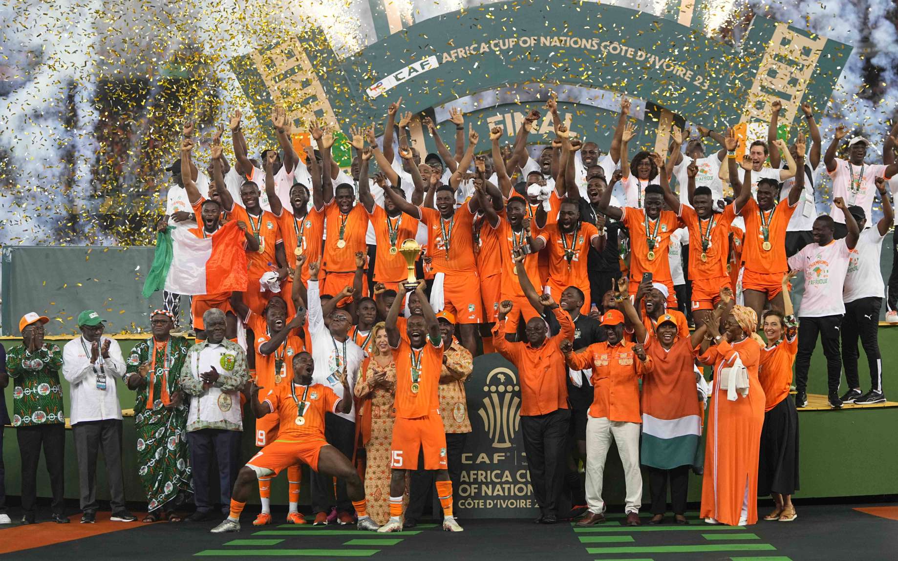 Ivory Coast celebrating AFCON 2023 win