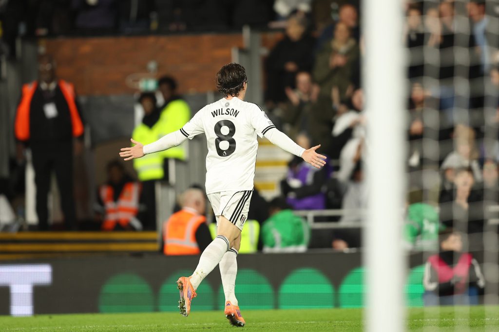 Harry Wilson celebrates his goal in the 38th minute for 1-1