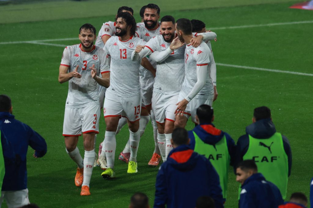 Ellyes Skhiri scoring a goal celebrations during the Africa Cup of Nations 2025 match of group C between Tunisia national team and Uganda