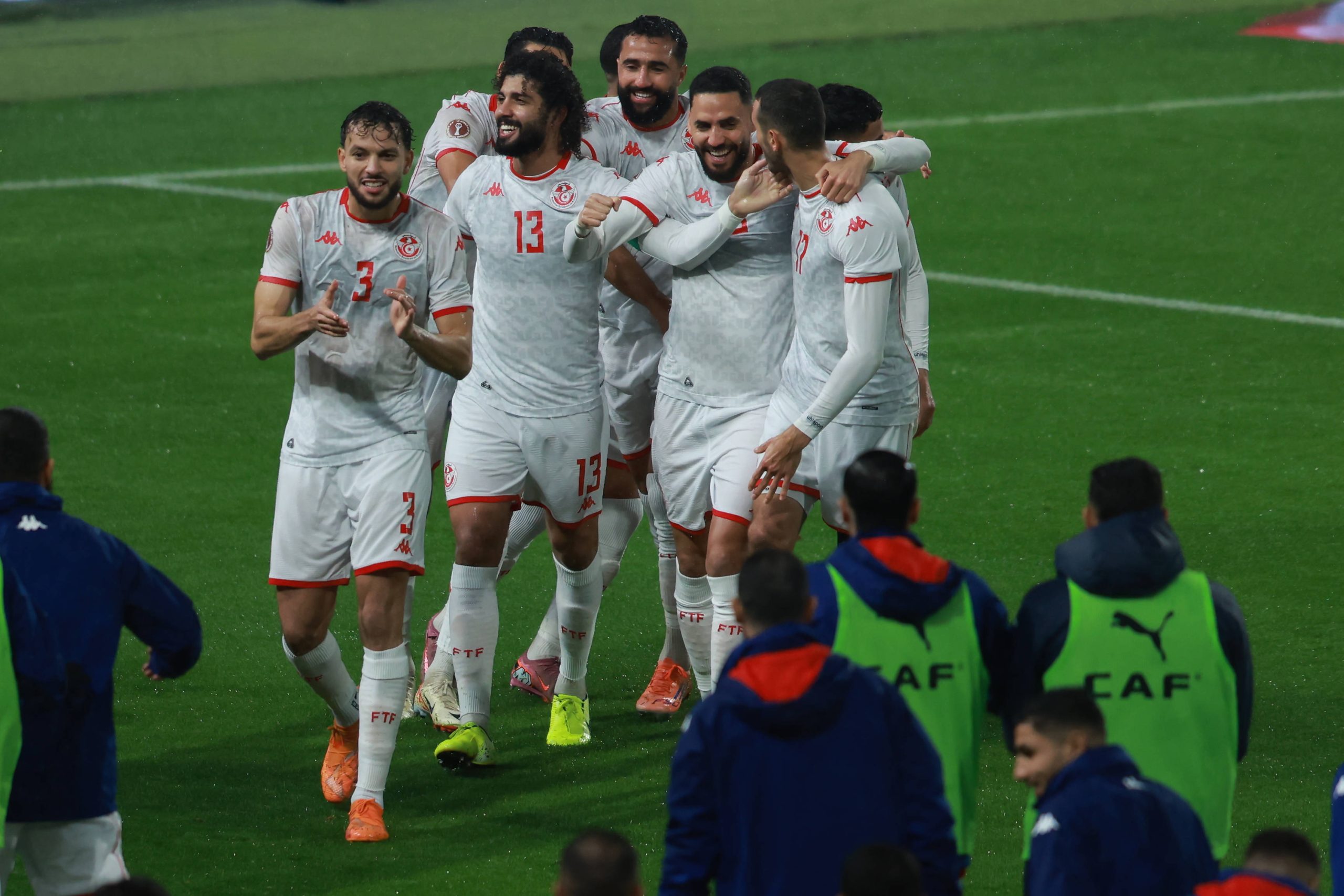 Ellyes Skhiri scoring a goal celebrations during the Africa Cup of Nations 2025 match of group C between Tunisia national team and Uganda