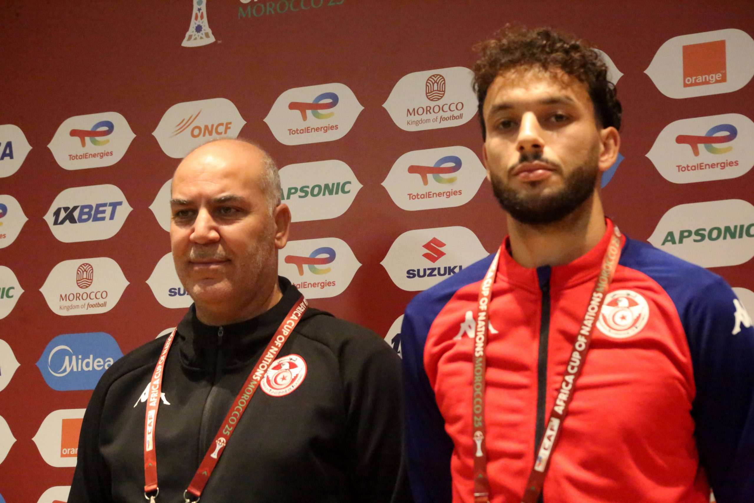 Sami Trabelsi and Ferjani Sassi of Tunisia during the 2025 AFCON press conference between Nigeria and Tunisia