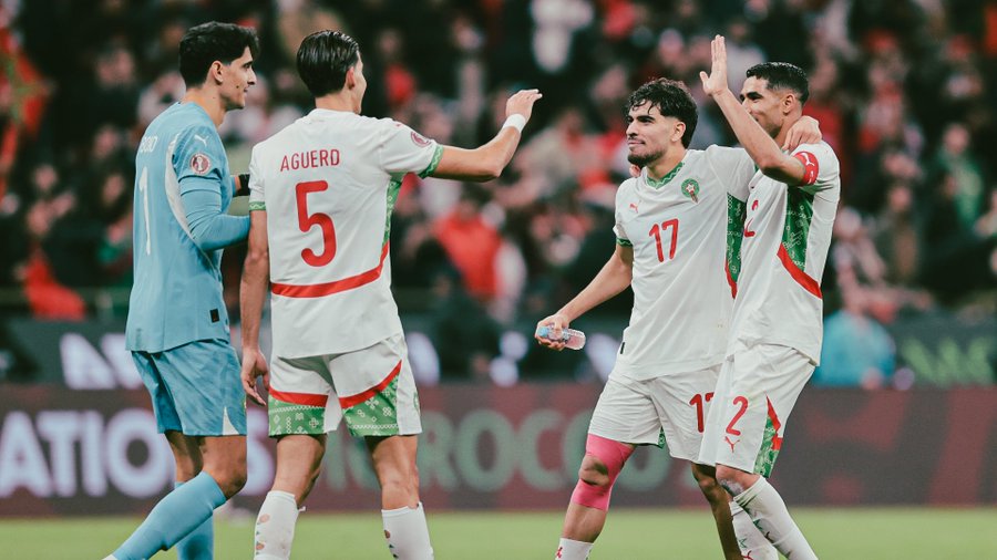 Morocco players Hakimi, Ezzalzouli, Aguerd, Bono (Photo credit: CAF X)