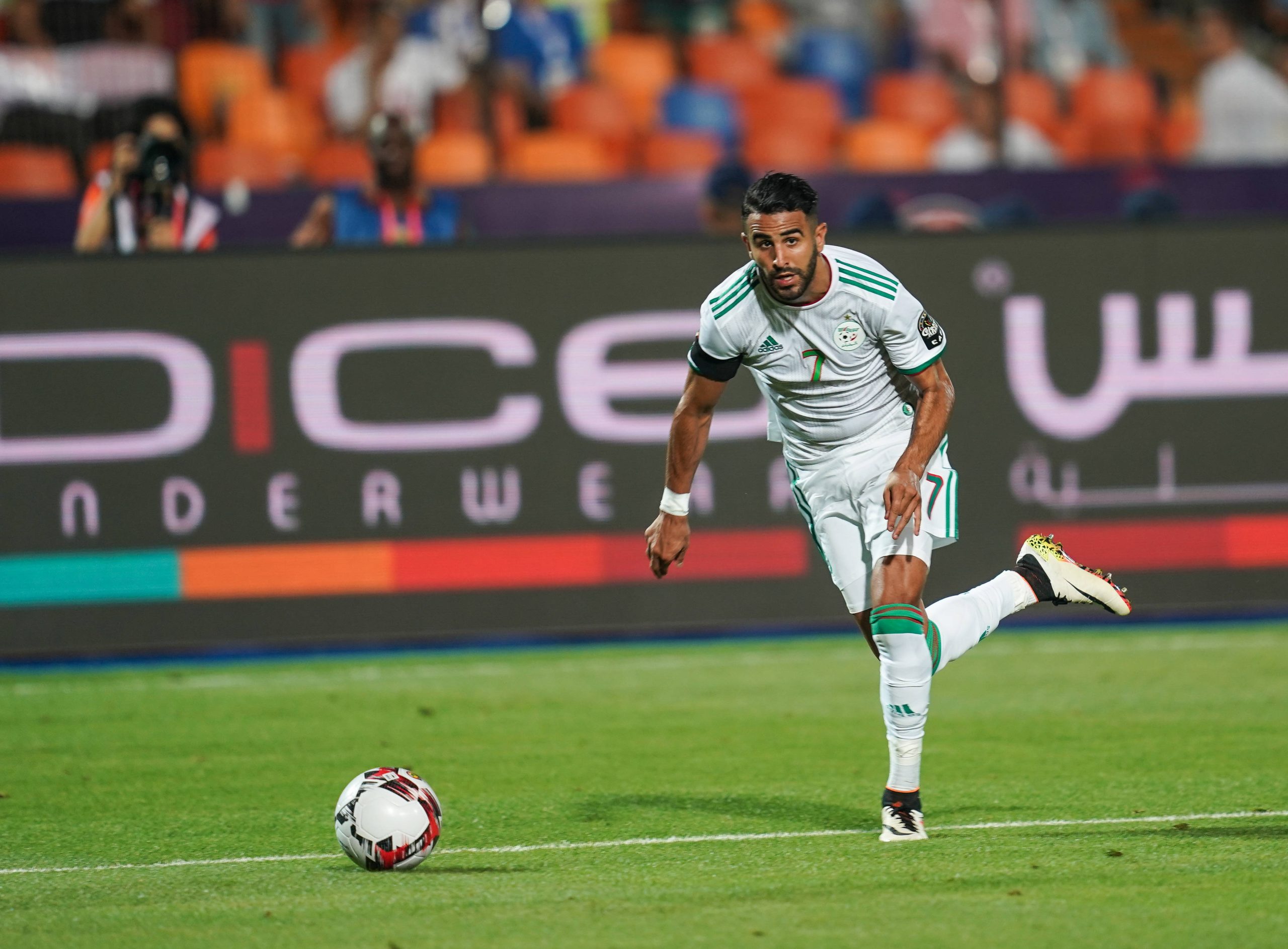 Riyad Mahrez during the 2019 African Cup of Nations match between Algeria and Nigeria