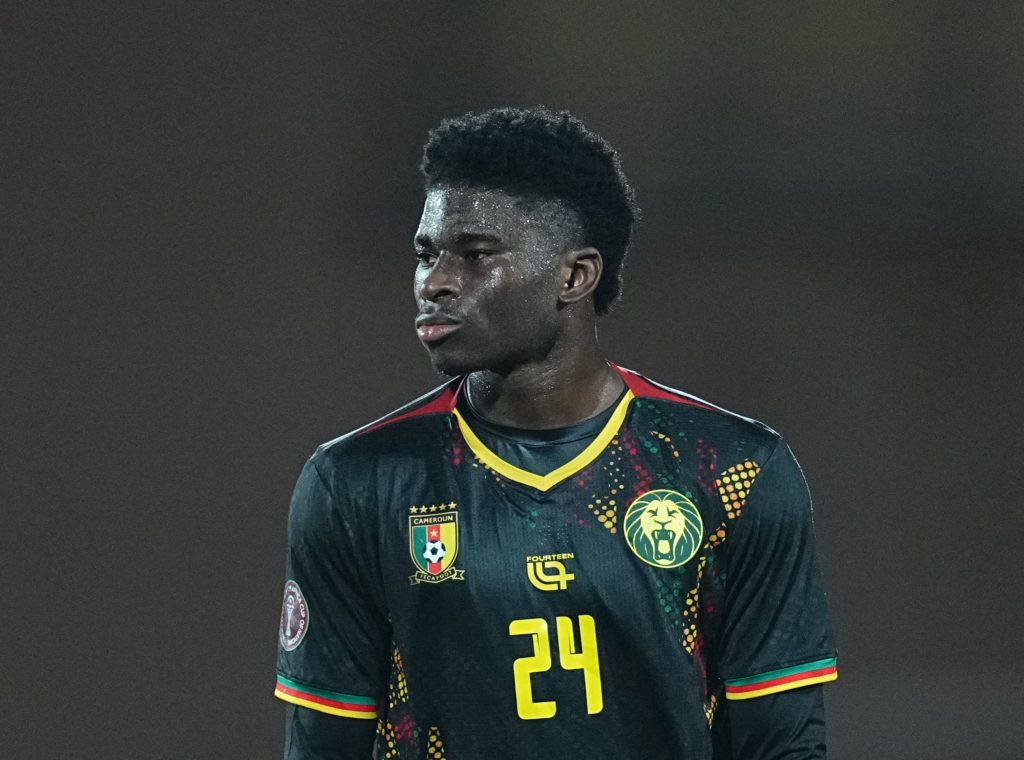 Baleba Carlos Noom Quomah looks on during the Africa Cup Of Nations match between Ivory Coast and Cameroon