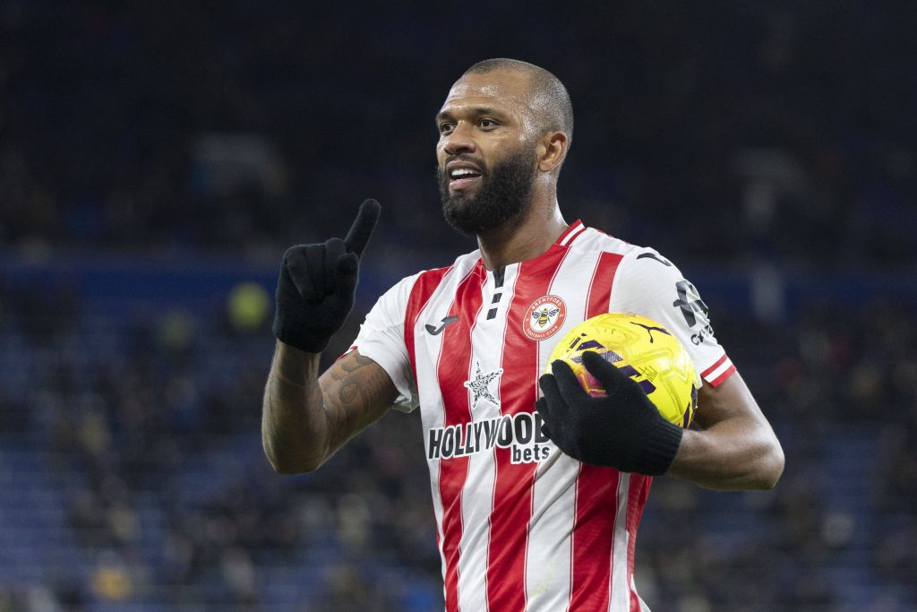 Igor Thiago celebrates his goal during the Premier League match between Everton and Brentford 