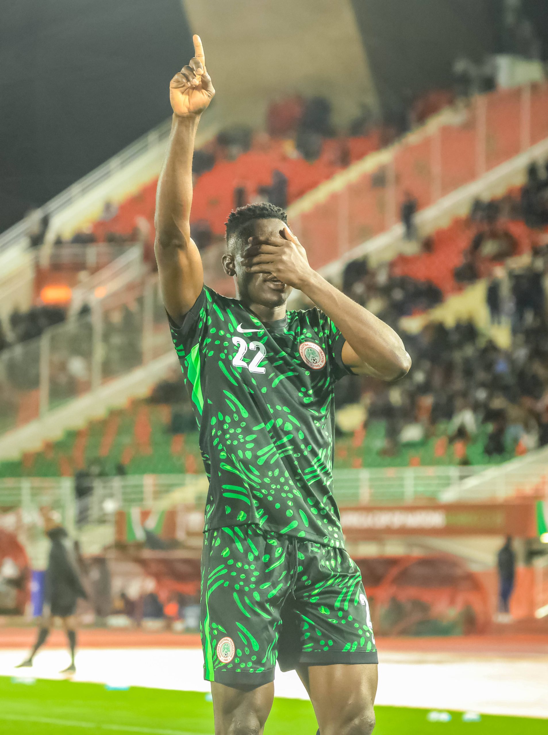 Akor Adams of Super Eagles against Mozambique