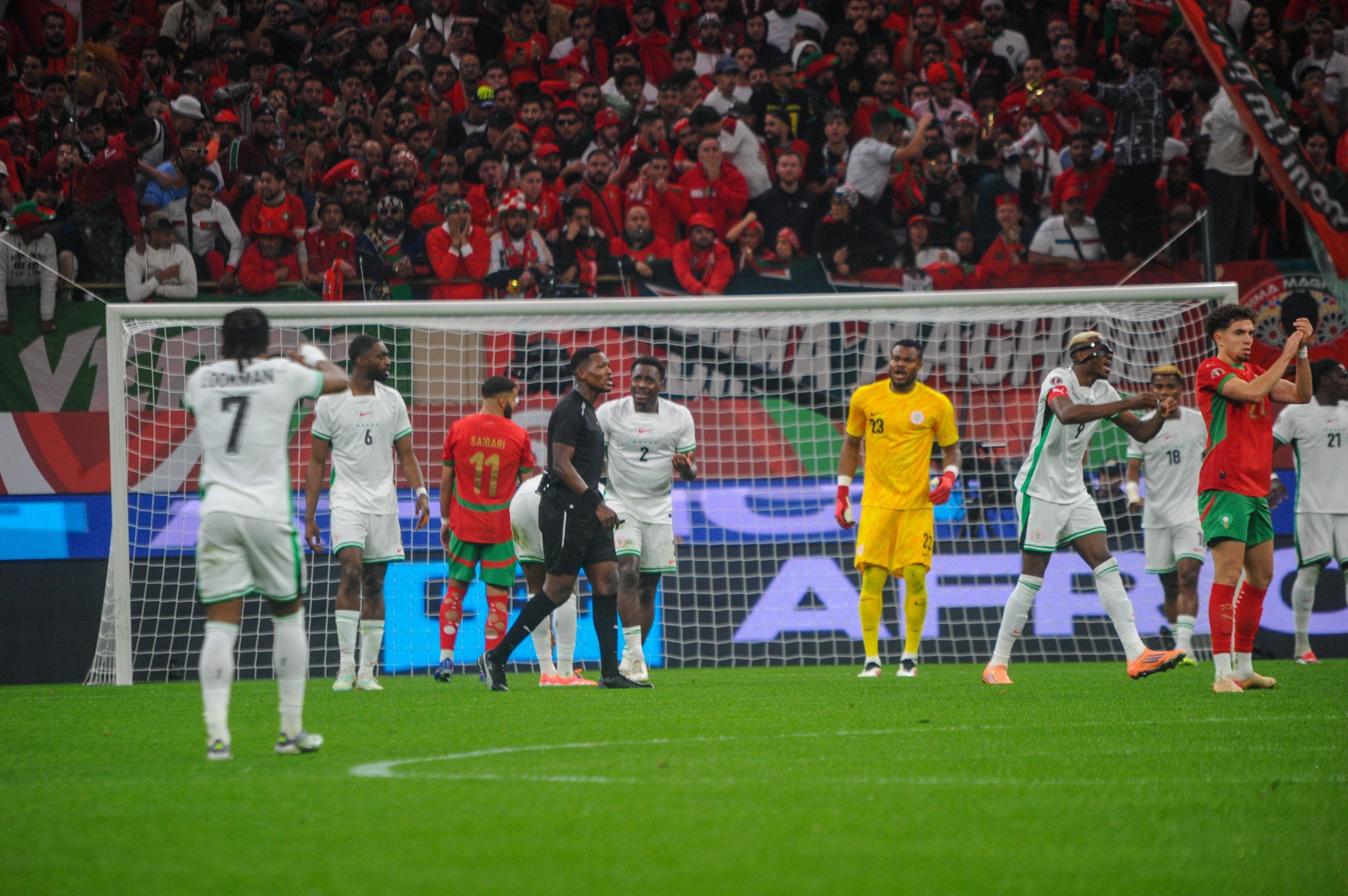 Stanley Nwabali, Victor Osimhen, Nigeria and Morocco during the AFCON match between Nigeria and Morocco