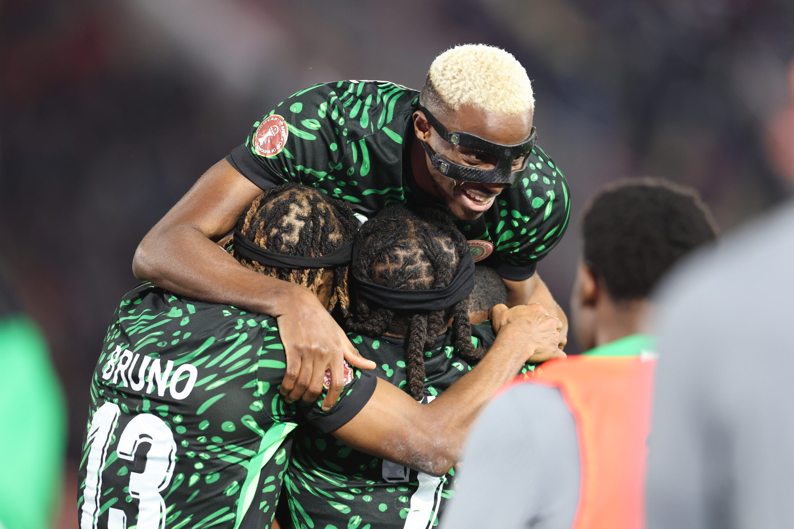 Ademola Lookman of Nigeria celebrates goal with teammates during the 2025 Africa Cup of Nations AFCON match between Super Eagles of Nigeria and Tunisia 